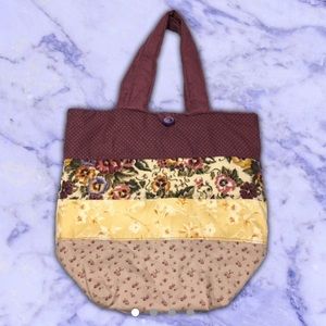 Purple & yellow handmade floral patchwork bag